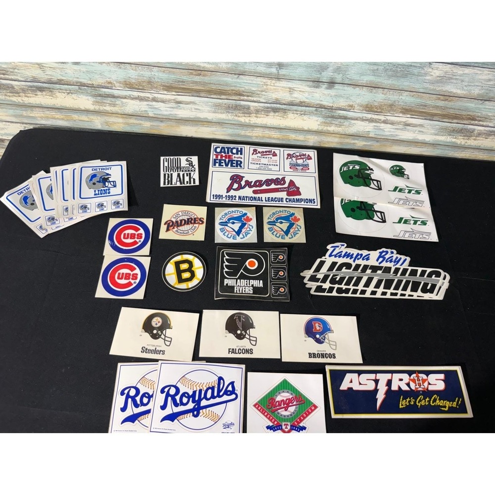 Vintage Sports Sticker Lot OS Multi Excellent 90s MLB NFL NHL Team Decals
